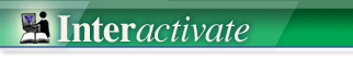 Logo for Interactivate: a shadow of a person typing on a laptop on whose screen is a blue tetrahedron and in front of whom is an open textbook. Next to the person is the word Interactivate in which the prefix Inter is bold and the suffix activate is italic